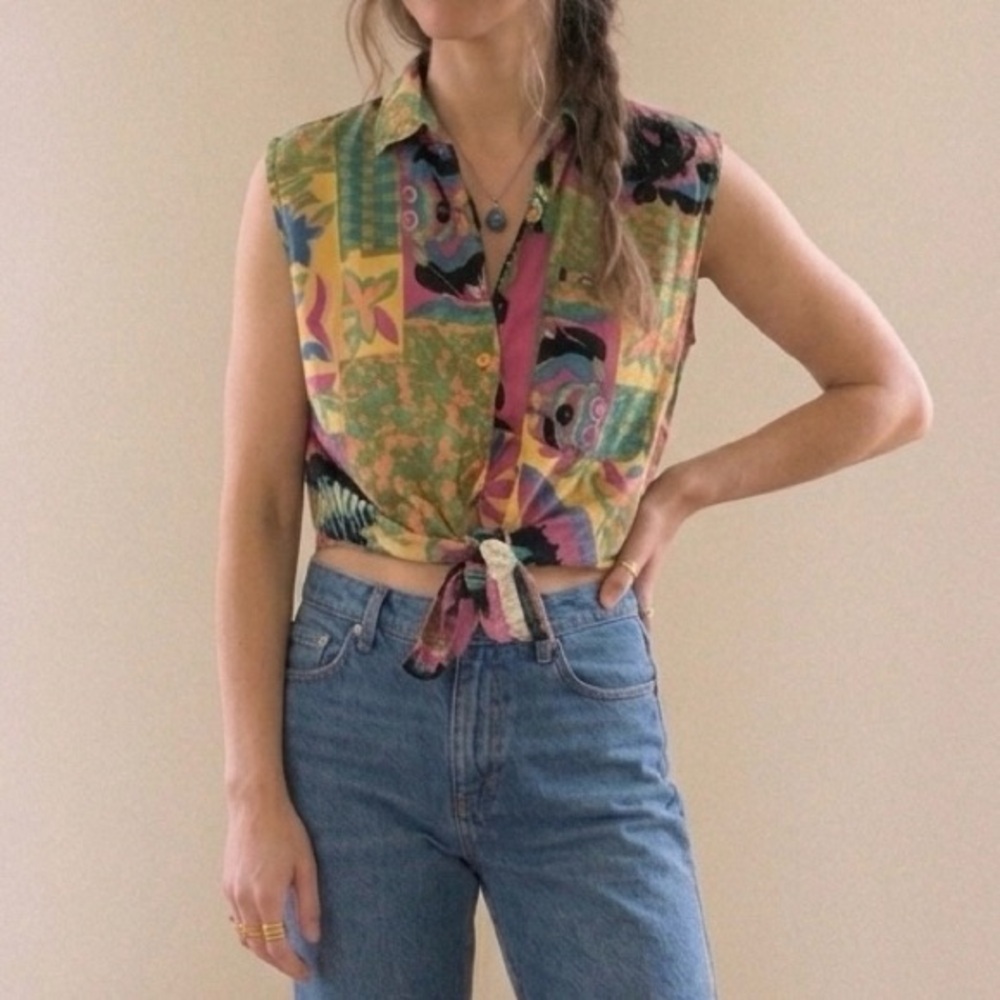 Vintage Quizz cropped button down shirt